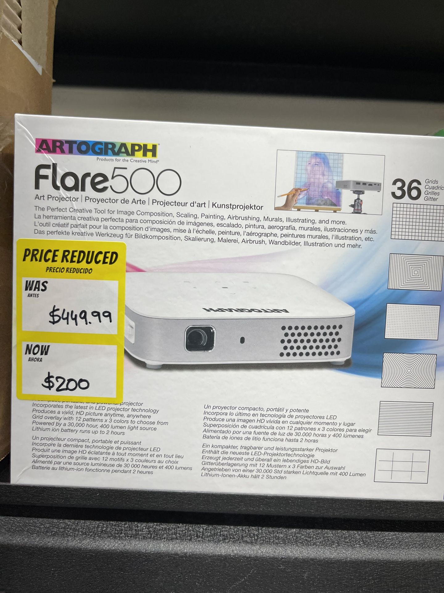 Artograph HD & 4K Portable LED Smart Digital Art Projector with Remote Control, Automatic Focus, Google Play App and Built-in Grids for Artists (Flare