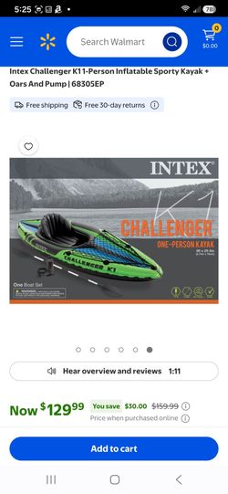 Intex Challenger K1 Inflatable Kayak with Oars and Pump