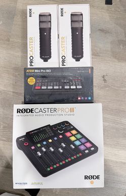 Brand New Sealed - Podcast / Livestream Studio Bundle - RØDECaster Pro II + 2x Procaster Mics + ATEM Mini Pro ISO