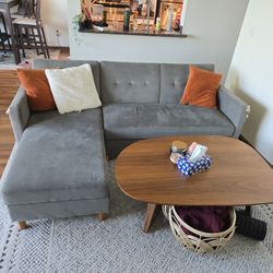 Grey Convertible Sleeper Sectional Sofa