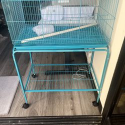 47-in Flight Cage with Rolling Stand for Small Birds Parrots Parakeets Conures, White