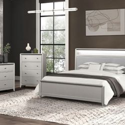 Brand New Grey 4pc Queen Bedroom Set (Available In Eastern King)
