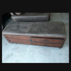 Brown Faux Suede Storage Ottoman (FREE)