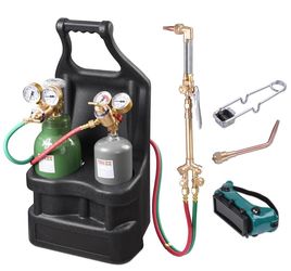 Brand New DOT Guarantee Victor-Style Welding & Cutting Torch Kit Oxygen Acetylene with Tanks Refillable Portable Tote - Spring Season Sale