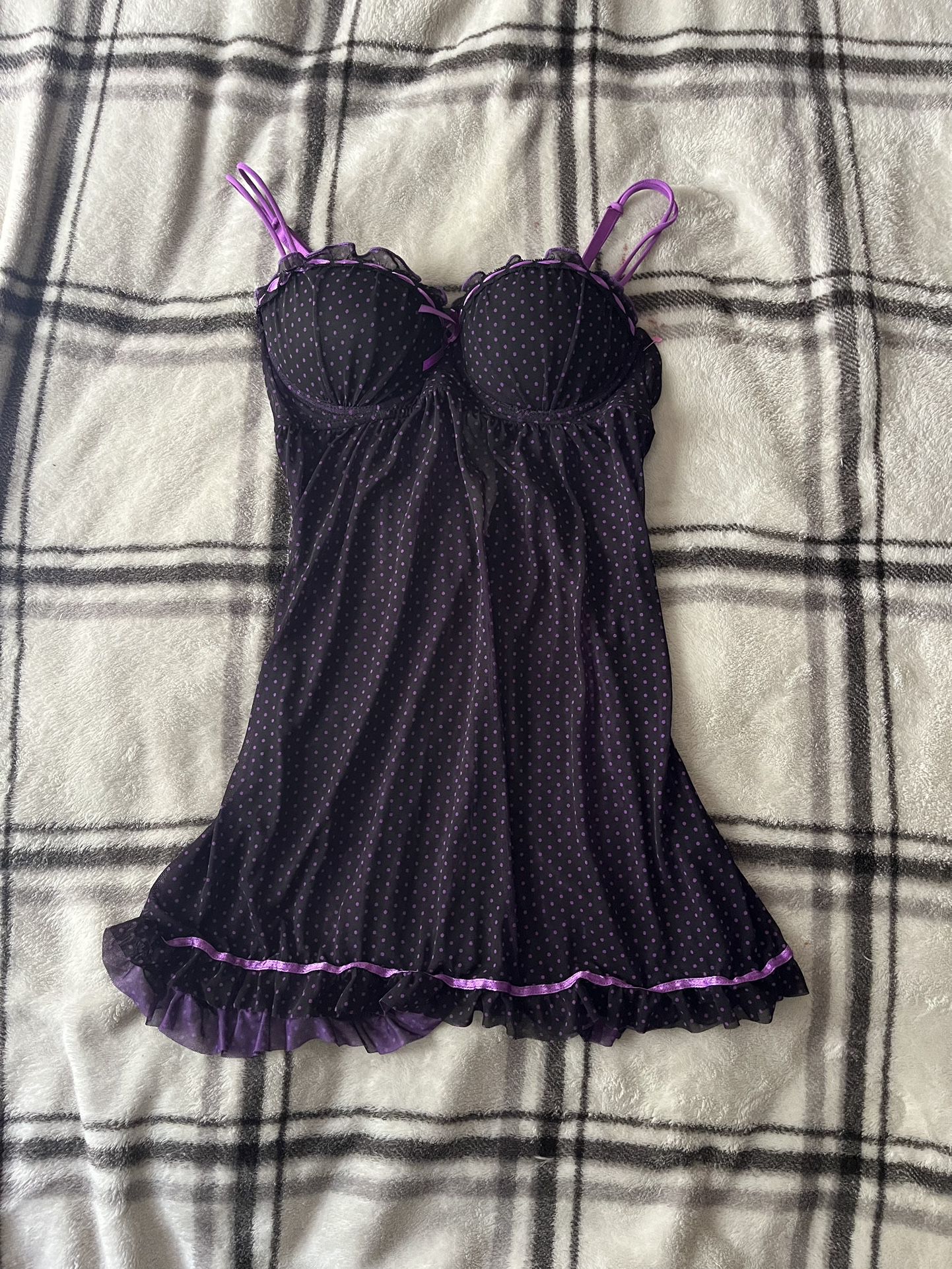 Black and purple goth grunge lace mini slip dress