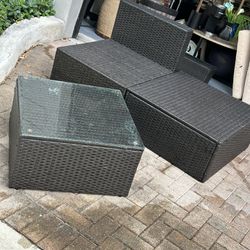 3 Pieces Wicker Resin Patio Furniture & Cushions