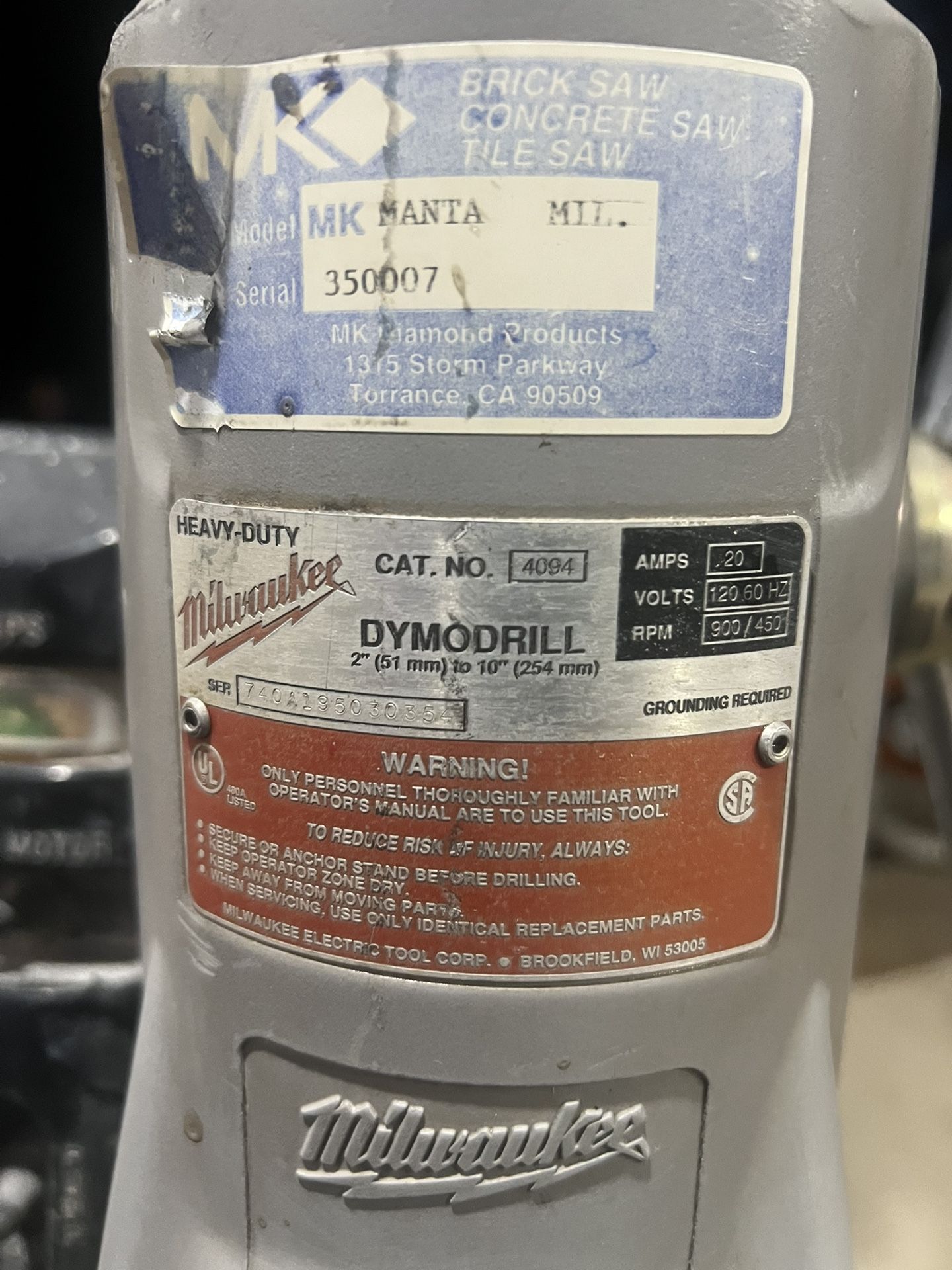 Milwaukee MK Manta Dymodrill (Model 4094) – Heavy-Duty Core Drill