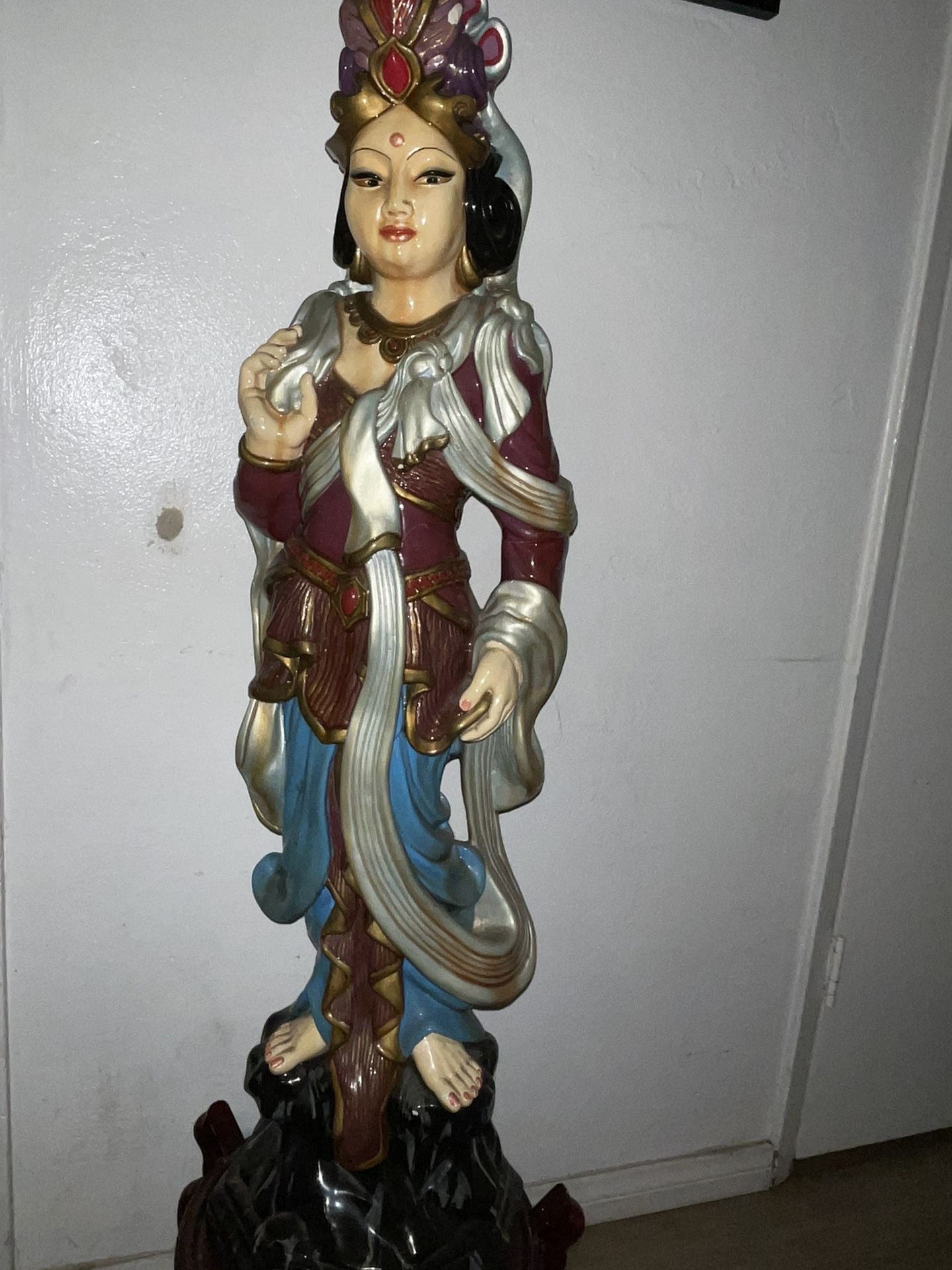 Bodhisattva Quan Yin Or Hindu Shiva Figurine 40” X 11” Base Over 100lb Weight
