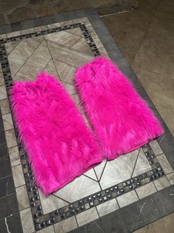 Pink Faux Fur Boot Covers: Long Hair Leg Warmers