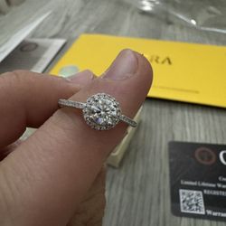 Authentic GRA Certified Moissanite Halo Ring – Solid 925 Sterling Silver – Diamond Tester Positive Sparkle 