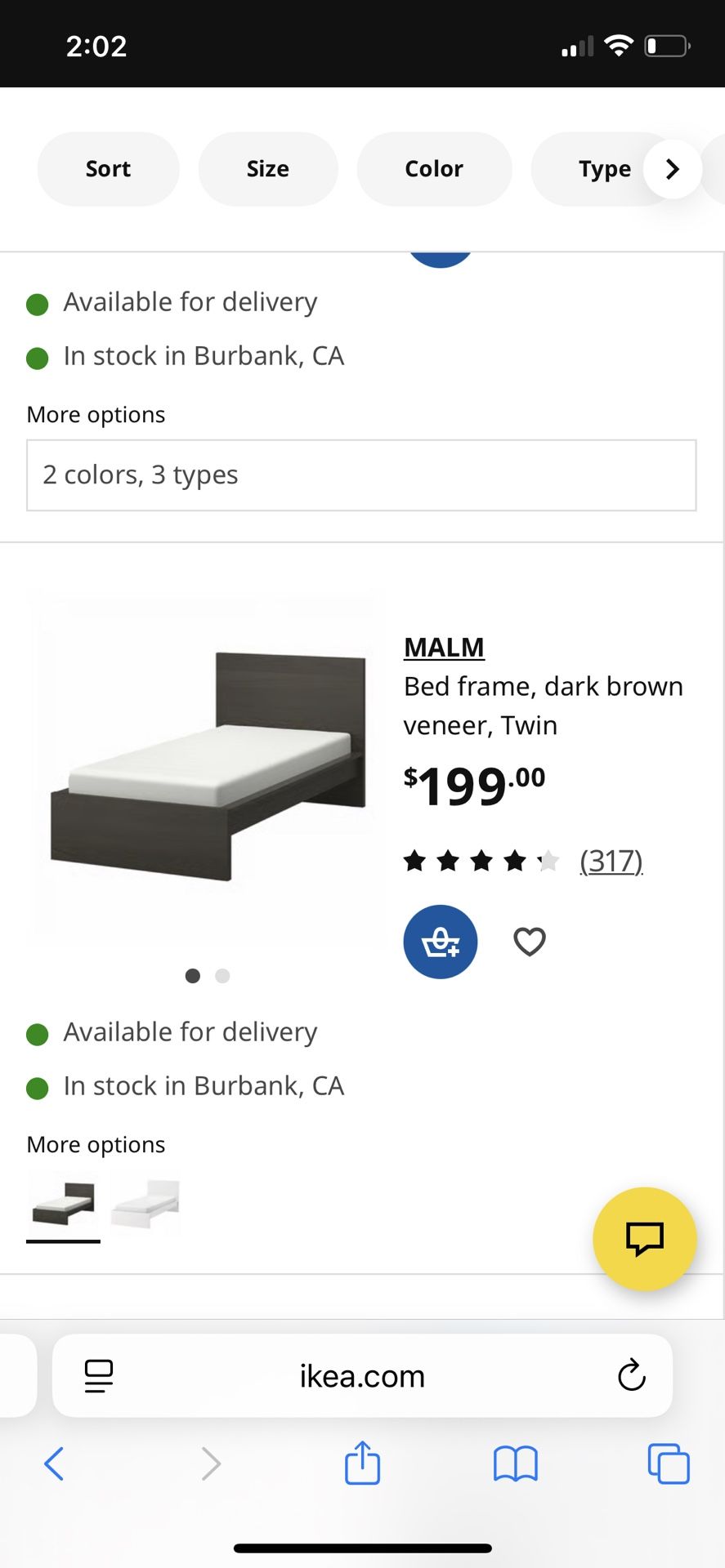 Ikea Twin MALM Bed Frame And Mattress