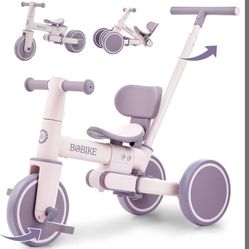 Bobike 5-in-1 Tricycle for Toddlers 18 Months to 5 Years Old, Toddler Bike, Kids Tricycle with Push Handle and Backrest, Toddler Balance Bike Girls. 