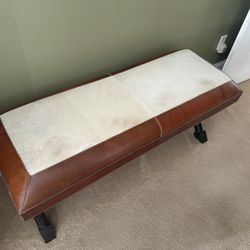 Cow Hide Leather Bench 