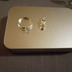 Baby Ring And Charm Silver