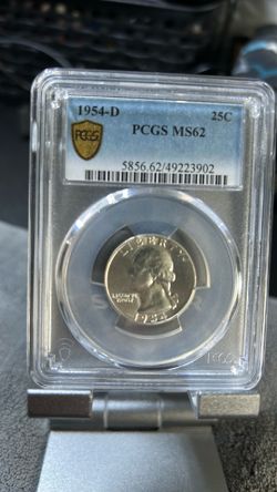 silver  1954D PCGS Mint State 62 Washington Quarter
