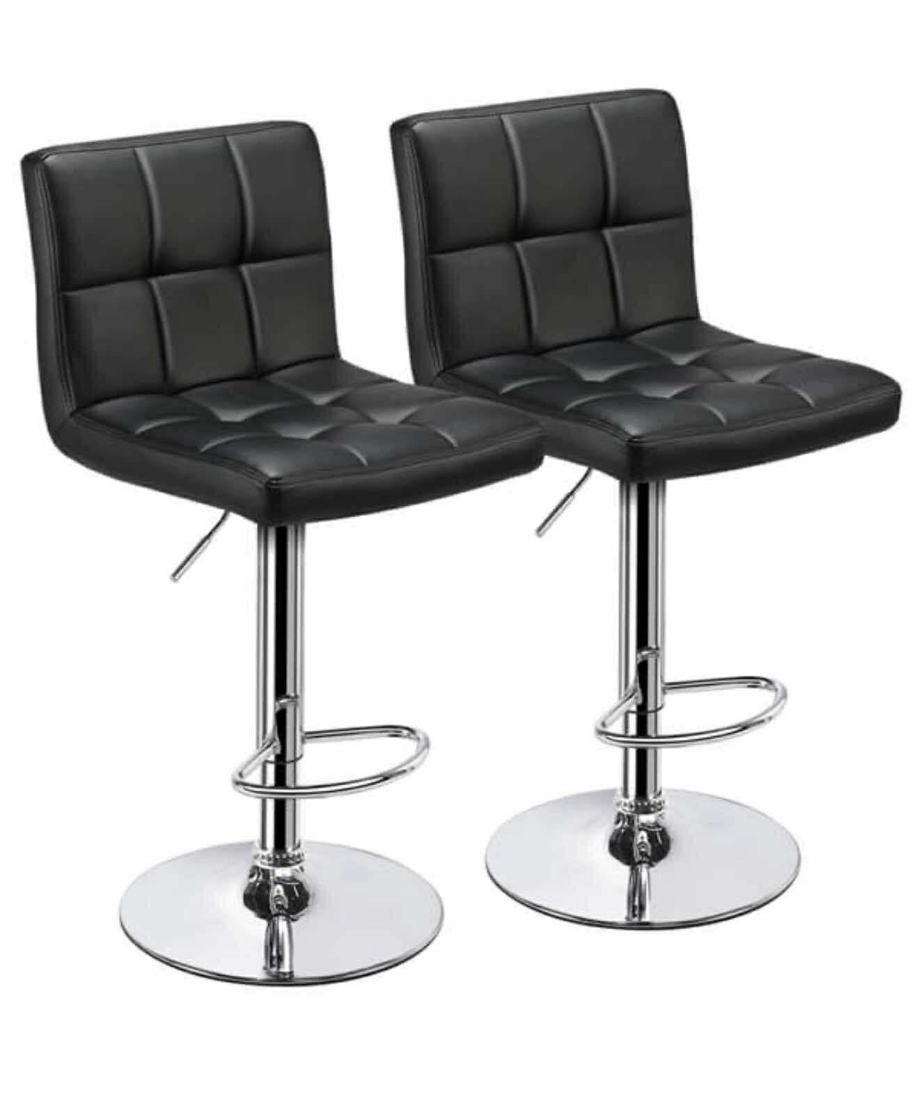 Set of 2 Bar stools faux leather black K-19