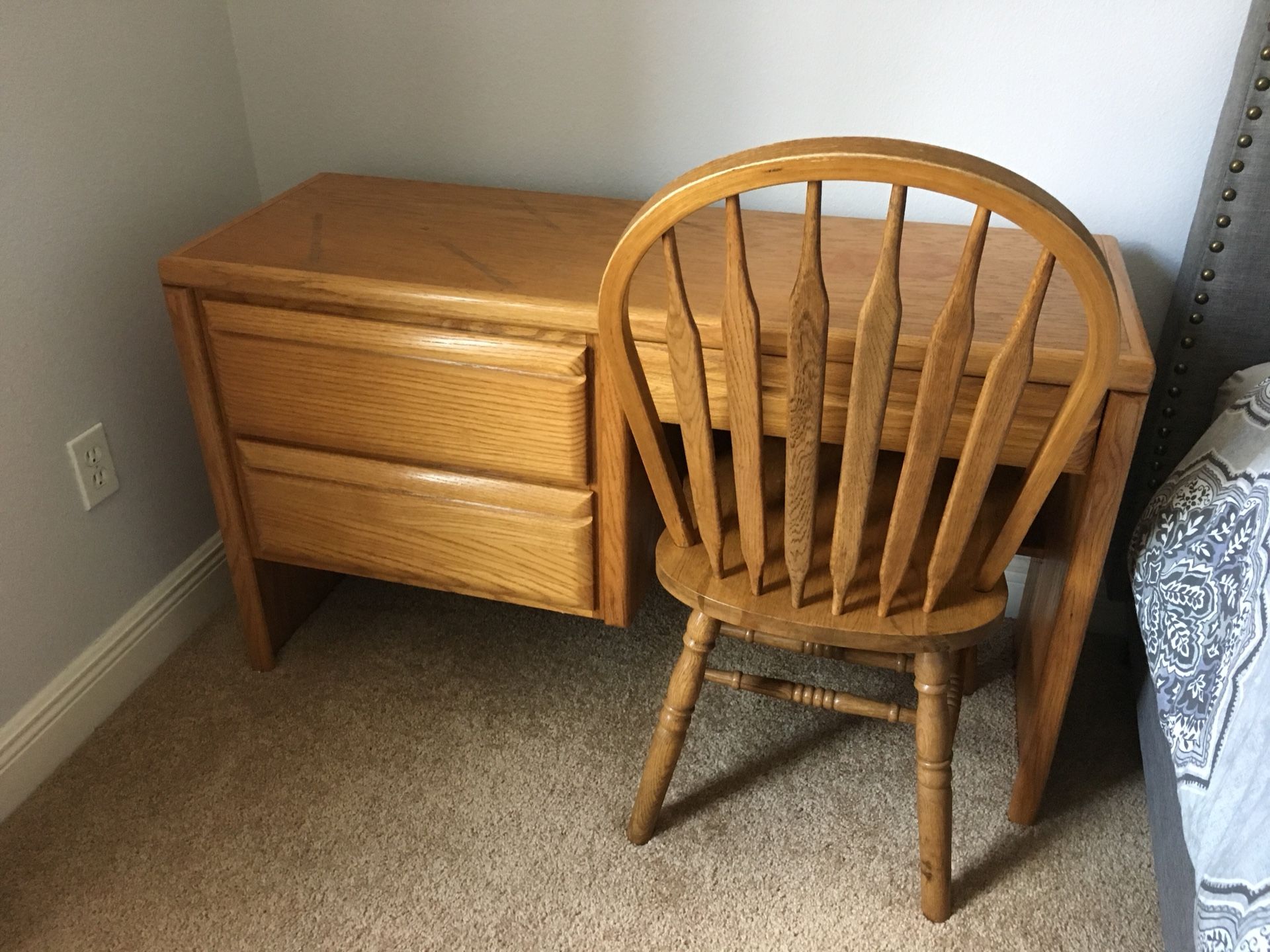 Solid oak desk and chair