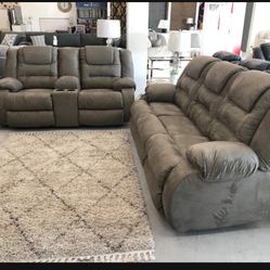 McCade Cobblestone Reclining Sofa & Loveseat 💥💥💥 Living Room Set 🌟 Showroom Available ✅