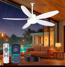 Outdoor Ceiling Fan with Lights, 42 Inch Plug in Gazebo Fans with Remote APP Control, Quiet DC Motor, Dimmable 3CCT, Waterproof Hanging Fans for Patio