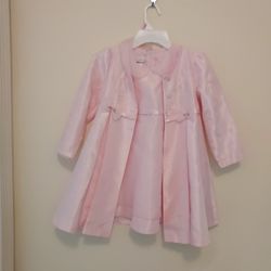 BONNIE JEAN  GIRLS SATIN  PINK DRESS WITH COAT  SIZE 4T$10.00