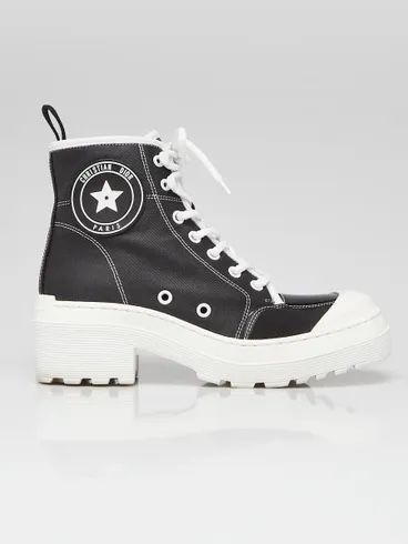 CHRISTIAN DIOR Black Canvas D-Rise High Top Booties 