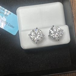 Real Sterling Silver Vvs Moissatinte Diamond Earring 