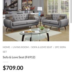 Gray Sofa And Love Seat Set 