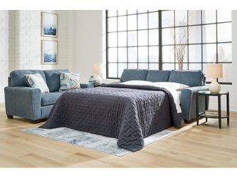 Cashton Blue Queen Sofa Sleeper
