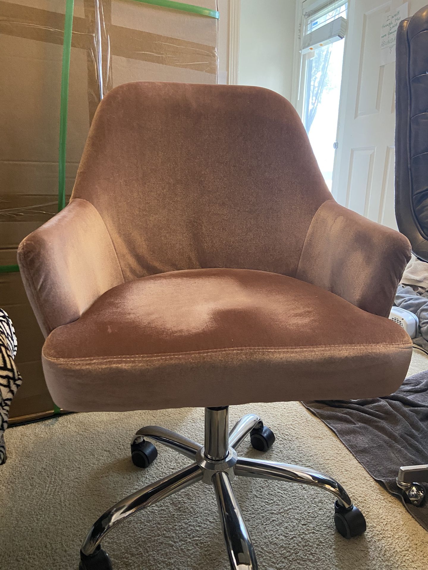 Pink Velvet Office Chair