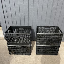 Heavy-Duty Rectangle 24qt Milk Crate,Set of 4