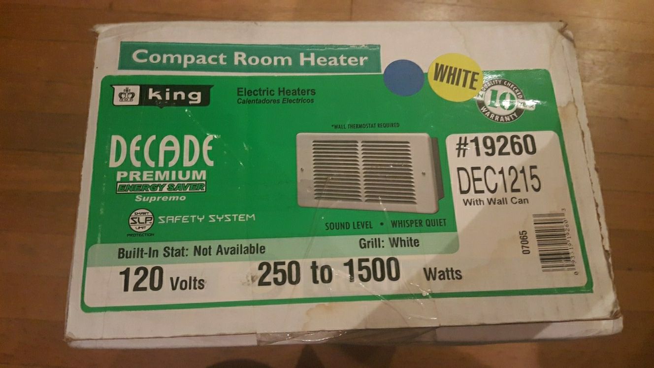 Electric Built In Bedroom Bathroom Wall Heater 120V White With User Manual installation Instructions New excellent condition In Box. Easy To Install. 