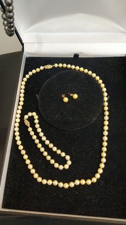 14K YELLOWSTONE NATURAL PEARL SET