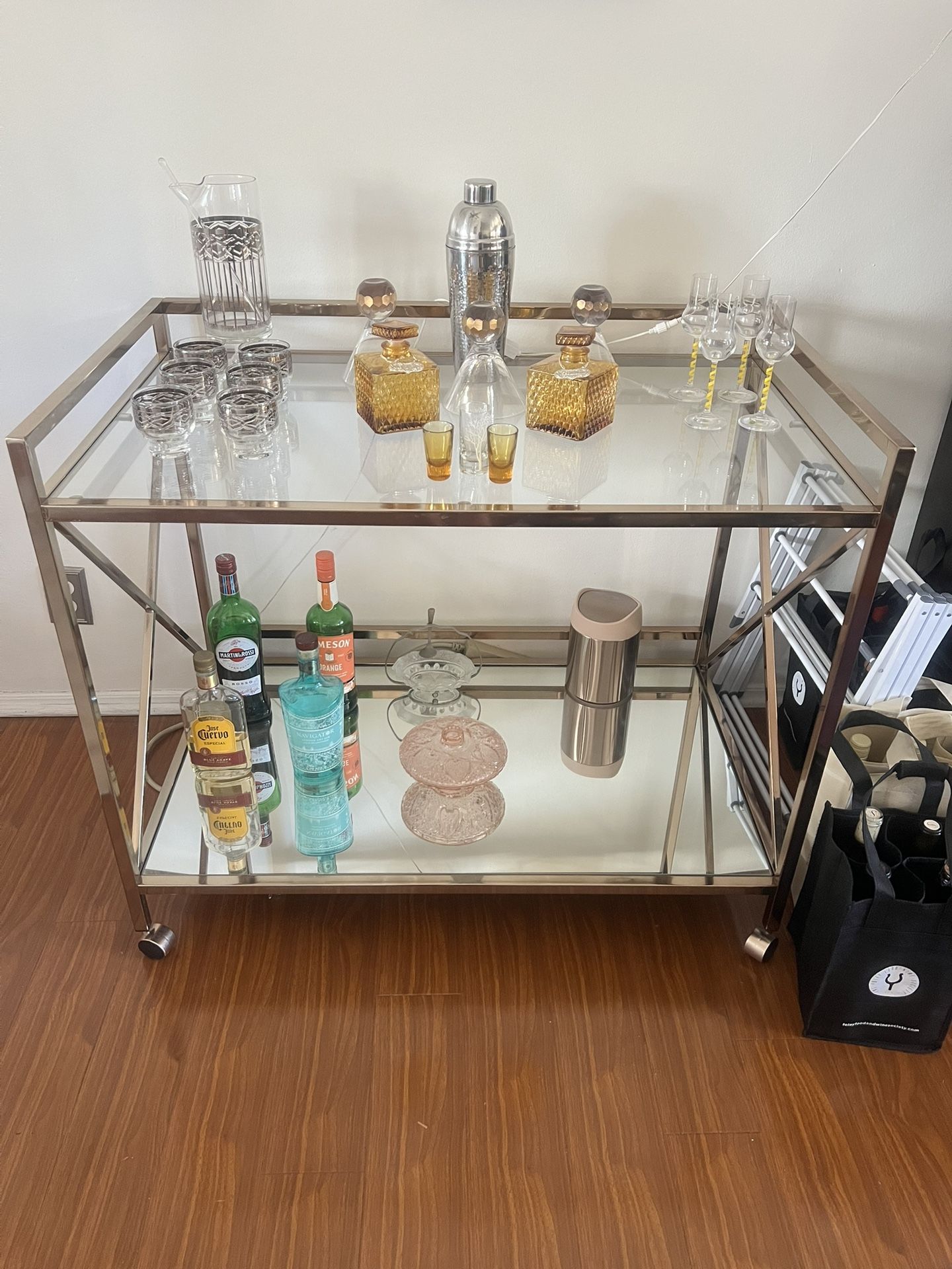 Rose Gold Mobile Bar Cart