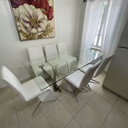 6 Chair Glass Dining Table 