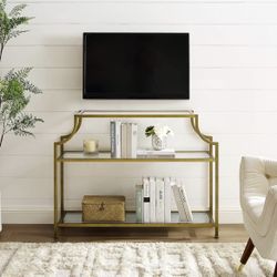 Gold Glass Console Table Tv Stand Storage 