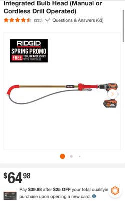 Ridgid drill operated plumbing snake
