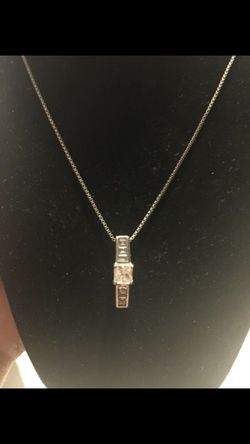 925 sterling silver necklace 17" inches with zirconia charm $15