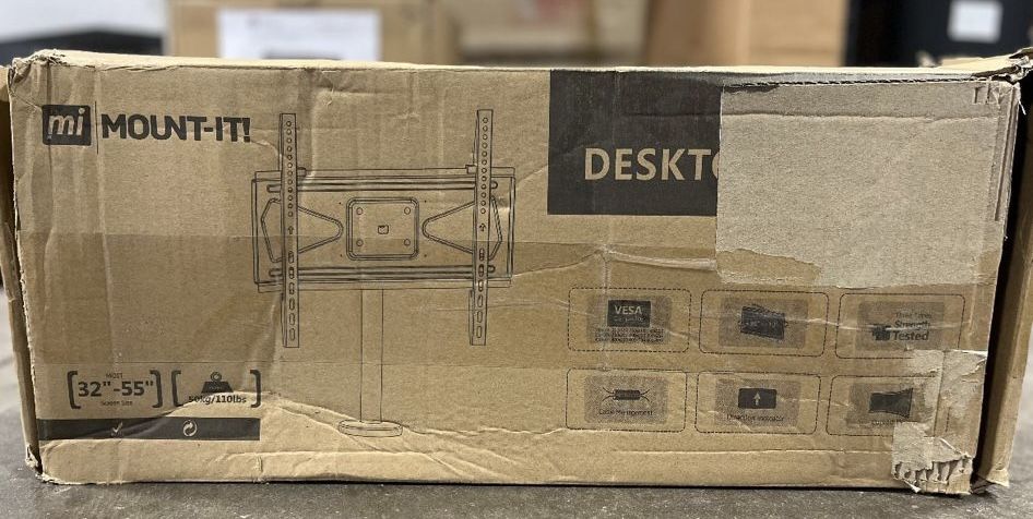 Mount-It! Bolt Down TV Stand | Heavy Duty Swivel Table Top TV Mount for Screens 32" - 55" | Desktop TV VESA Mount with Swivel | Steel, Black