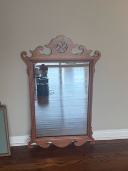 Vintage Chippendale Style Wood Framed Wall Mirror