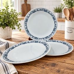 Vintage Corelle Old Town Blue 10.25” Dinner Plates Set of 4 Corning USA
