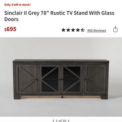 Living Spaces Sinclair Grey 74 In TV Stand