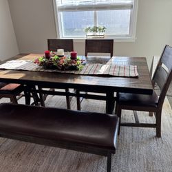 Rustic Table With Chairs And Bench Seat