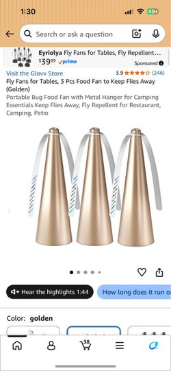 Portable Bug Food Fan with Metal Hanger for Camping Essentials Keep Flies Away, Fly Repellent 3pcs