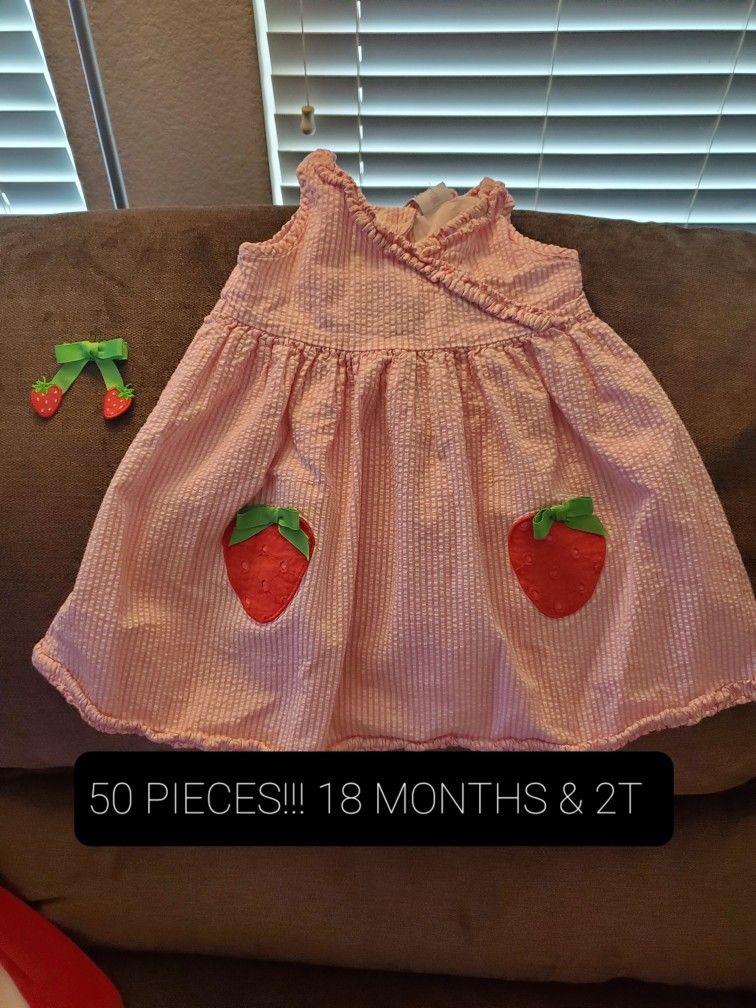 50 PIECES GIRL'S 18 MONTH - 2T CLOTHES