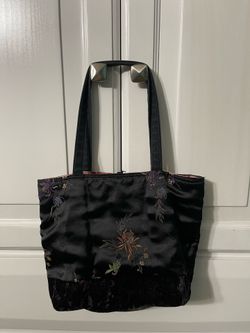 Black Satin Bag (Floral and Reversible)