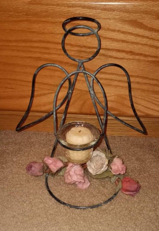 metal angel votive candle holder $5 FIRM