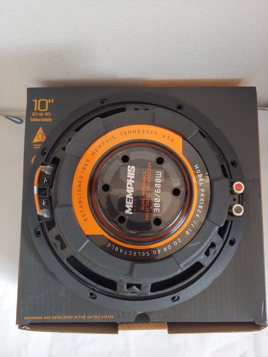 MEMPHIS (1) 10 INCH 2 OR 4 OHM SELECTABLE VOICE COIL 600 WATTS CAR SUBWOOFER ( BRAND NEW PRICE IS LOWEST INSTALL NOT AVAILABLE )