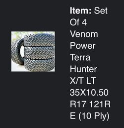 Set of 4 Venom Power Terra Hunter Tires