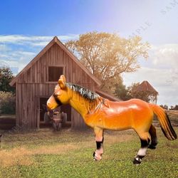 Vintage 1990s Brown Plastic Toy Horse Figurine With Black Mane, 2.75”