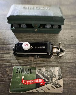 Vintage Singer Buttonholer Attachment with Case and Manual